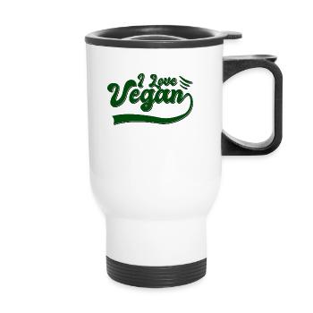 Vegan - Thermal mug with handle - white - Front