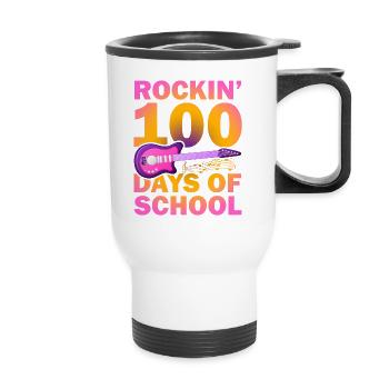 Rockin 100 jours d’école Guitariste Musicien - Tasse isotherme avec poignée - blanc - Devant