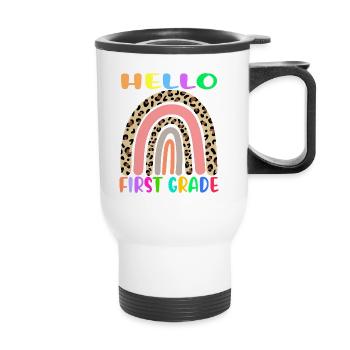 Hello First Grade Back To School 1st Grade Rainbow - Thermal mug with handle - white - Front