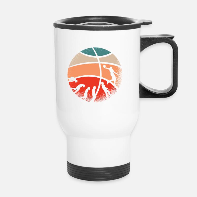 Basketball Evolution From Monkey To Men BBall - Thermobecher mit Tragegriff - Weiß