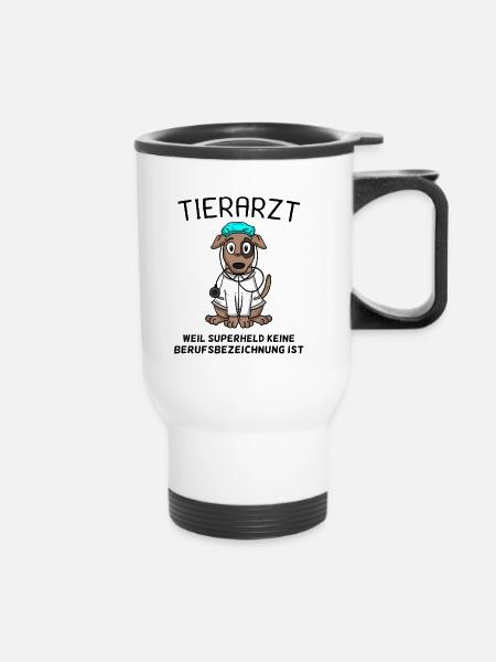 Tier Tierarzt Tiermedizin Geschenk - Thermobecher mit Tragegriff - Weiß