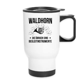 Waldhorn Waldhornspieler Waldhornist - Thermobecher mit Tragegriff - Weiß - Vorne
