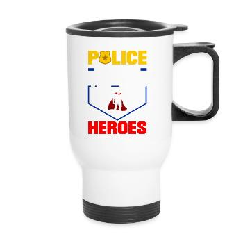 Real Heroes Father's Day Design for Policeman - Thermobecher mit Tragegriff - Weiß - Vorne