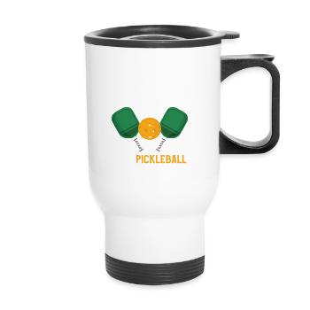 Restez en dehors de la cuisine Jouez au pickleball - Tasse isotherme avec poignée - blanc - Devant