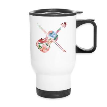Violin Violinist Tropical Flower - Thermal mug with handle - white - Front