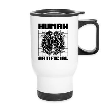 Human VS Artificial Intelligence Engineer Robotics - Thermal mug with handle - white - Front