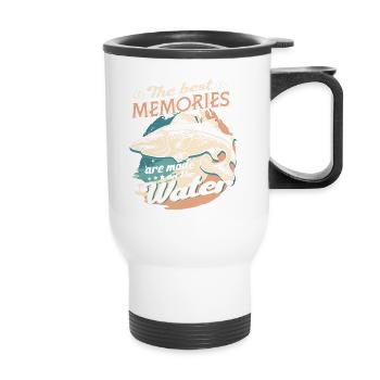 The Best Memories Made On The Water Father's Day - Thermobecher mit Tragegriff - Weiß - Vorne