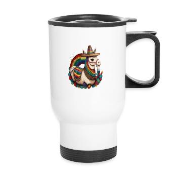 Unicorn Morphed With Llama Funny Mexican Unicorn - Thermobecher mit Tragegriff - Weiß - Vorne