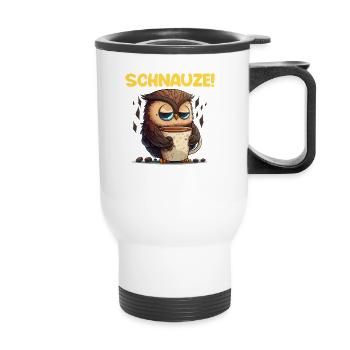 Schnauze! Ich hatte Nachtschicht Kaffee Eule - Thermobecher mit Tragegriff - Weiß - Vorne