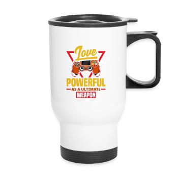Fathers Love Is Powerful Fathers Day Gamer - Thermal mug with handle - white - Front