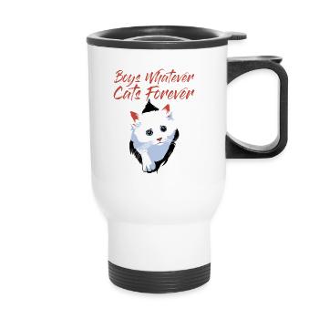 Boys Whatever Cats Forever 4 - Tasse isotherme avec poignée - blanc - Devant