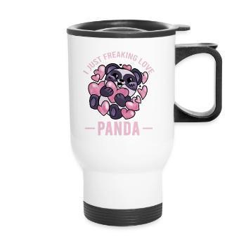 I Freaking Love Panda – Cute Panda Hearts - Thermal mug with handle - white - Front