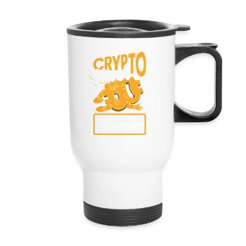 Crypto Never Sleeps Cryptocurrency BTC - Thermal mug with handle - white - Front