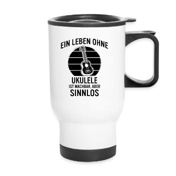Ukulele Ukulele-Spieler Ukulelist - Thermobecher mit Tragegriff - Weiß - Vorne