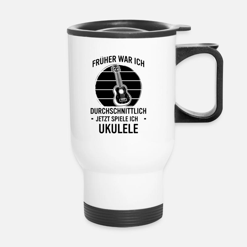 Ukulele Ukulele-Spieler Ukulelist - Thermobecher mit Tragegriff - Weiß