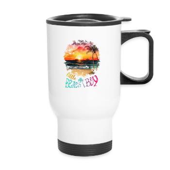 Little Beach Boy Summer Surfer Vibes - Thermobecher mit Tragegriff - Weiß - Vorne