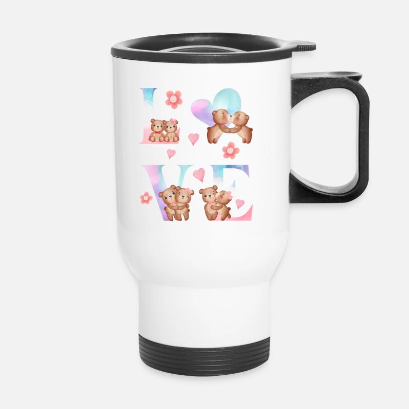 BEARY IN LOVE - Thermal mug with handle - white