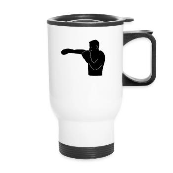 Silhouette de boxeur - Tasse isotherme avec poignée - blanc - Devant