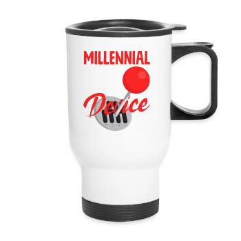 Auto Racing Mechanic Manual Millenial Anti Theft - Thermobecher mit Tragegriff - Weiß - Vorne