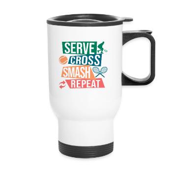 Tennis Art Serve Cross Match Repeat Gift Idea - Thermal mug with handle - white - Front