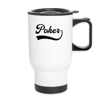 Lettrage de poker - Tasse isotherme avec poignée - blanc - Devant