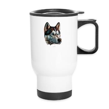 Sibirischer Husky-Vater - Thermobecher mit Tragegriff - Weiß - Vorne