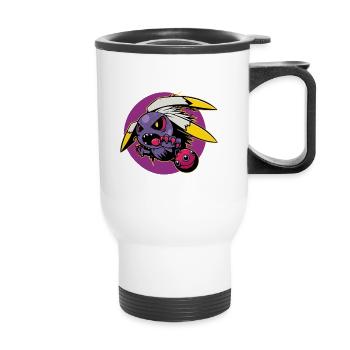 Monster Crash - Cooles lila Monster - Thermobecher mit Tragegriff - Weiß - Vorne