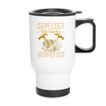 Gepflegt die Decke verputzen Biertrinker & Bier - Thermobecher mit Tragegriff - Weiß - Vorne