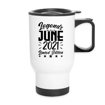 Geboren Juni 2021 Geburtstagsgeschenk 2021. - Thermobecher mit Tragegriff - Weiß - Vorne