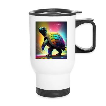 Turtle à la discothèque - Tasse isotherme avec poignée - blanc - Devant