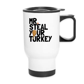 Mr Steal Ihre Truthahnjungen Kleinkind Thanksgivin - Thermobecher mit Tragegriff - Weiß - Vorne