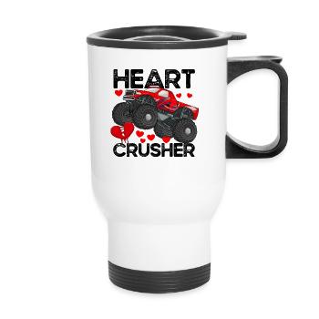 Heart Crusher Monster Truck Kinder Jungen Valentin - Thermobecher mit Tragegriff - Weiß - Vorne