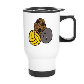 Sports Water-polo Athletic Bowling Ball Oeufs de Pâques - Tasse isotherme avec poignée - blanc - Devant