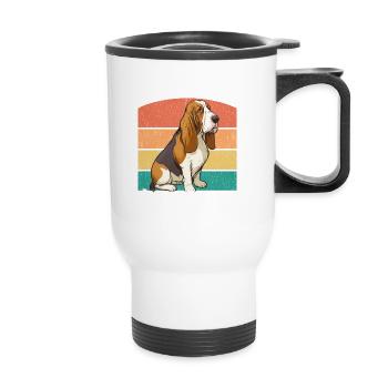 Basset Hound, ich höre, dass du einfach nicht zuhörst - Thermobecher mit Tragegriff - Weiß - Vorne