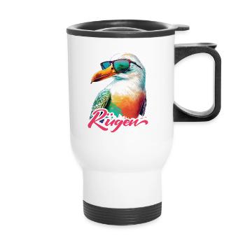 Rügen holiday cool colorful seagull with sunglasses - Thermal mug with handle - white - Front