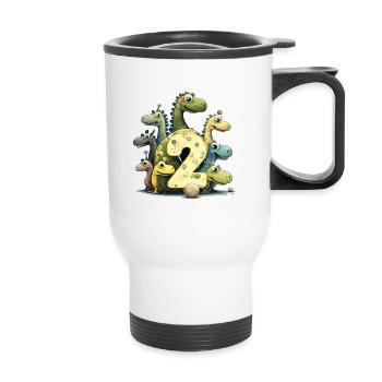 Chemise d’anniversaire dinosaure 2 ans Jeunes enfants - Tasse isotherme avec poignée - blanc - Devant