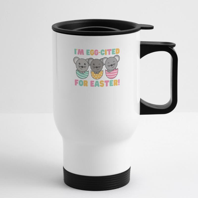 cute mice at Easter with Easter eggs mouse Thermal mug with handle