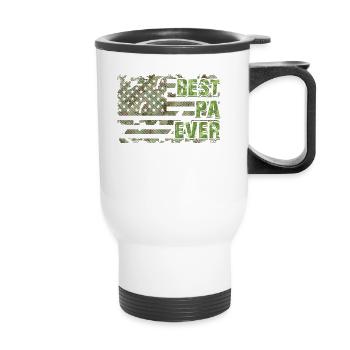 Best Pa Ever Papa Grandfather Great Camo US Flag - Thermal mug with handle - white - Front