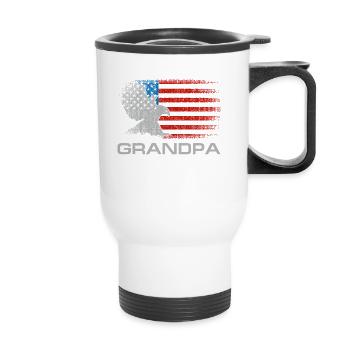Grand-père drapeau américain pour les hommes Fête des pères mari - Tasse isotherme avec poignée - blanc - Devant
