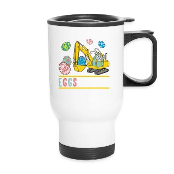 Oeufs Cavator Pâques pour garçons Enfants Tout-petits Bunny - Tasse isotherme avec poignée - blanc - Devant