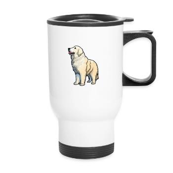 Les grandes Pyrénées d’abord nous volons votre cœur - Tasse isotherme avec poignée - blanc - Devant