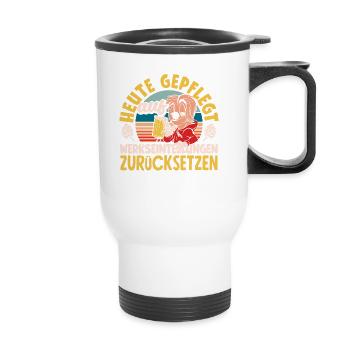 Heute gepflegt auf Werkseinstellungen zurücksetzen - Thermobecher mit Tragegriff - Weiß - Vorne