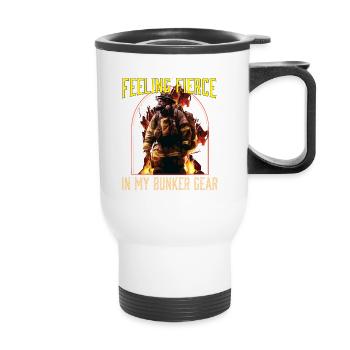 Se sentir féroce dans mon Bunker Gear Fireman - Tasse isotherme avec poignée - blanc - Devant
