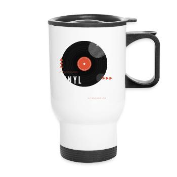 Vinyl Enthusiast - Thermobecher mit Tragegriff - Weiß - Vorne