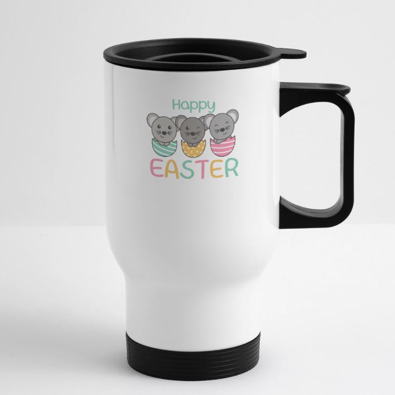 cute mice at Easter with Easter eggs mouse Thermal mug with handle