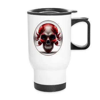 Darkside Design - Schädel Kunst 3 - Thermobecher mit Tragegriff - Weiß - Vorne