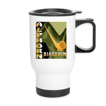 ALPHORN BLÄSERIN - Thermobecher mit Tragegriff - Weiß - Vorne