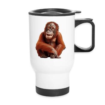 Baby Orang Utan als liebes Tierkind - Thermobecher mit Tragegriff - Weiß - Vorne