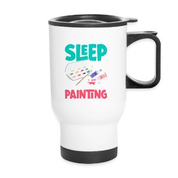 Why would I sleep when I could be Painting - Thermobecher mit Tragegriff - Weiß - Vorne