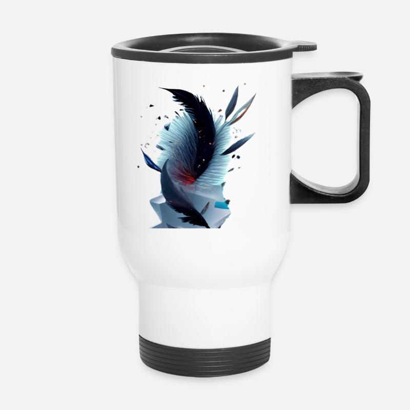 Eis Federn - Thermobecher mit Tragegriff - Weiß